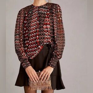 Anthropologie Bl^nk London sequin embellished long sleeve blouse